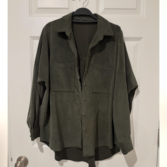 Zara Tops - Zara Green Corduroy Shirt with Pockets
